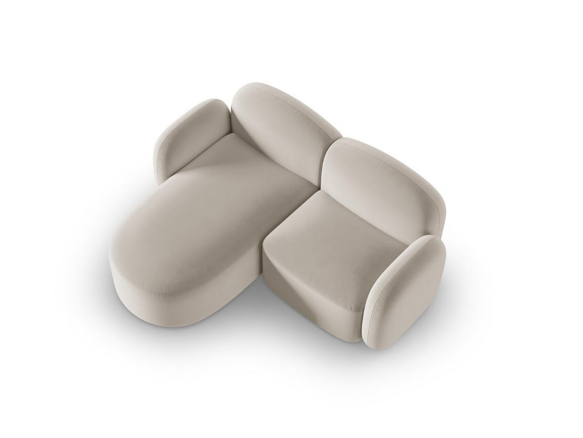 ECKSOFA links Blair aus Samt leichtes beige 3 Sitzplätze - Beige, Textil (155/194cm) - Micadoni