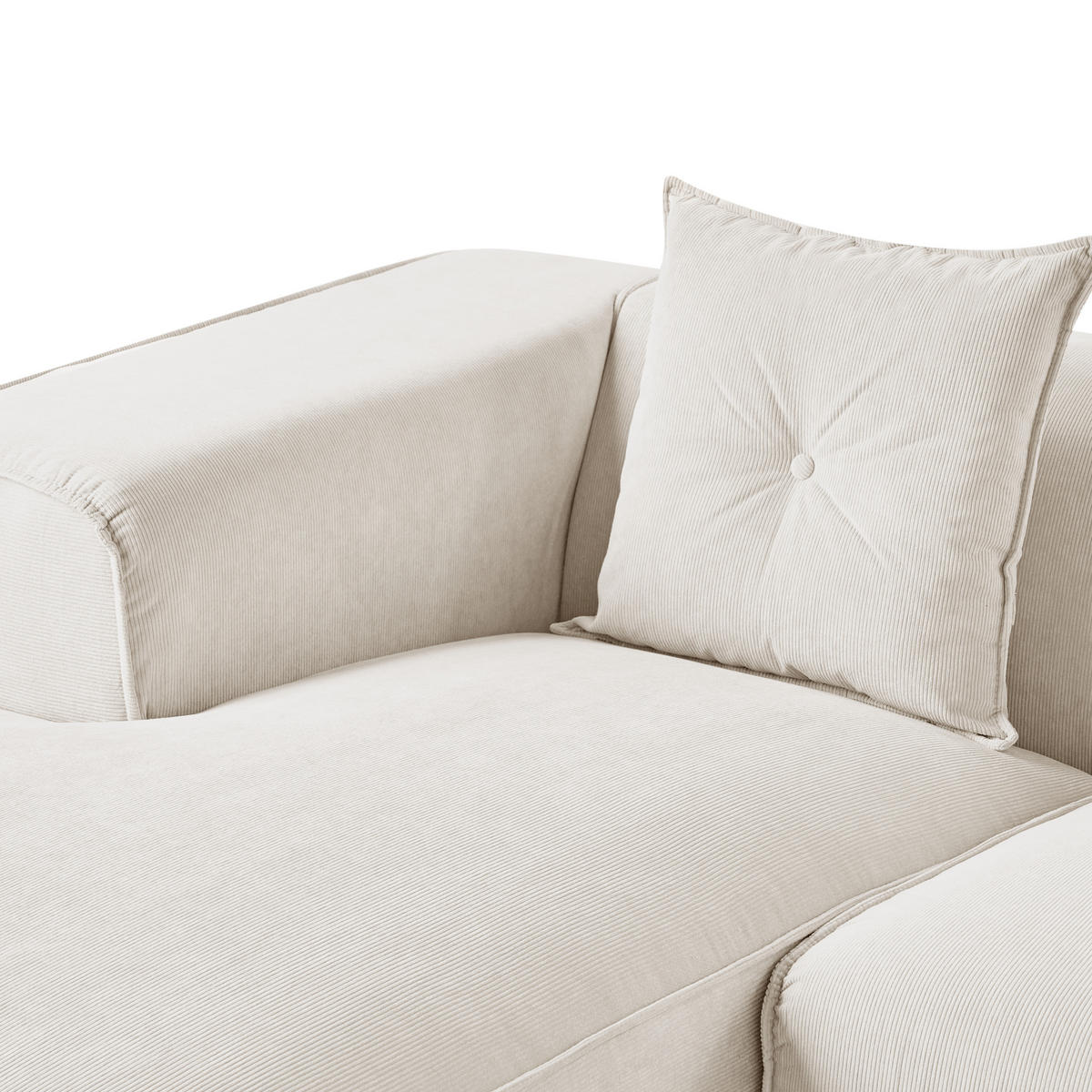 ROHOVÁ POHOVKA 3-místná Manšestr Krémově bílá pravostranná Dolva - krémová, textil (294/170cm) - Beliani