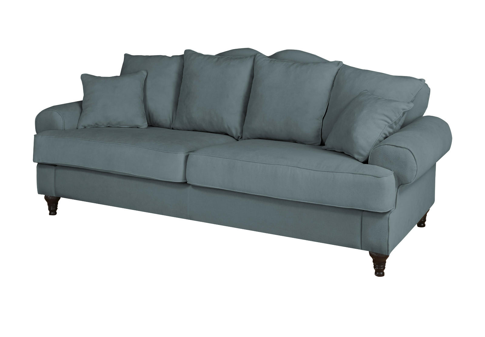 SOFA grau Landhaus, Couch 3,5-Sitzer 230 cm - Grau, Holz/Textil (230/95/100cm) - Furn.Design