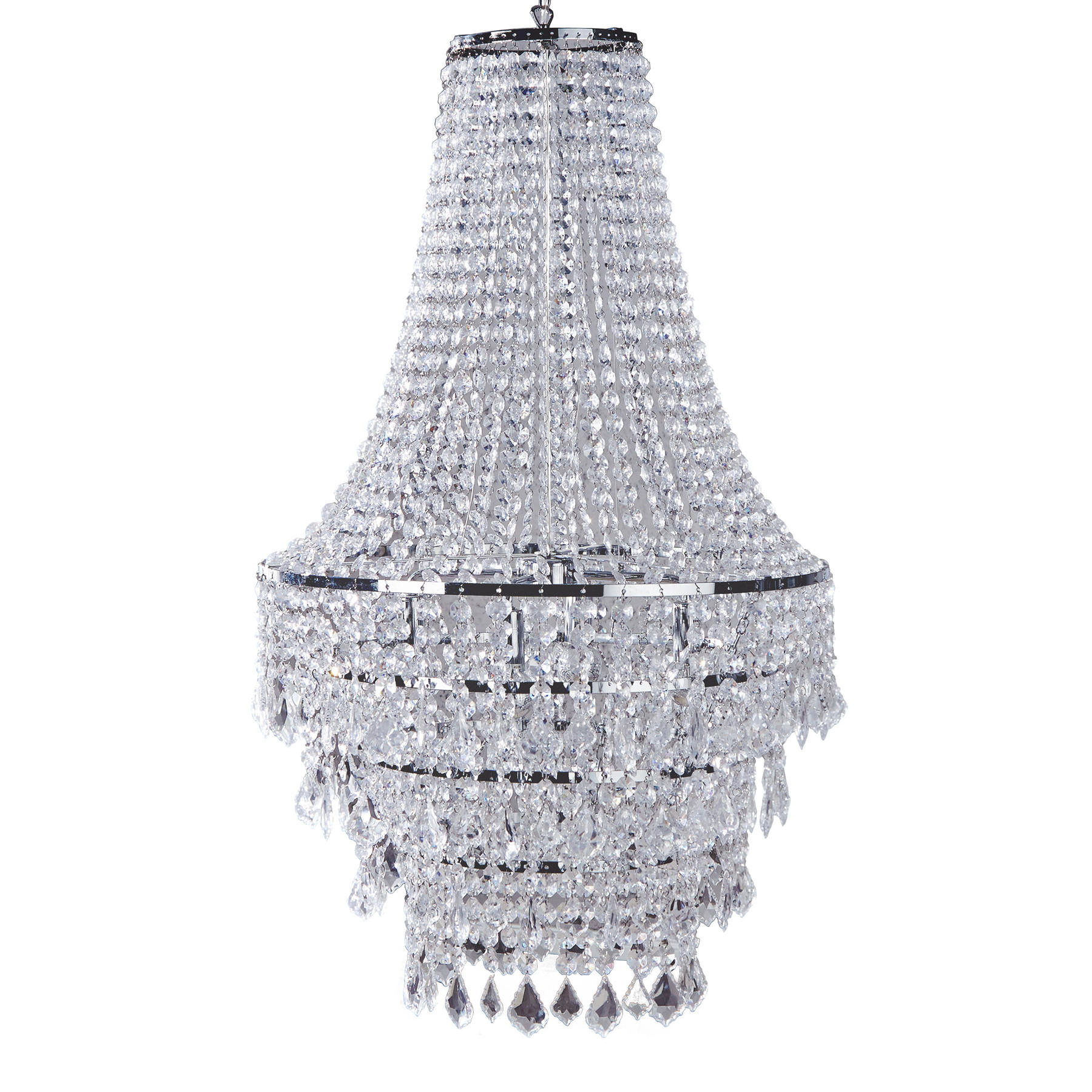 HÄNGELEUCHTE ROYAL XL Kunststoff Transparent 105 cm - Transparent/Silberfarben, Kunststoff/Metall (60/60/105cm) - riess-ambiente