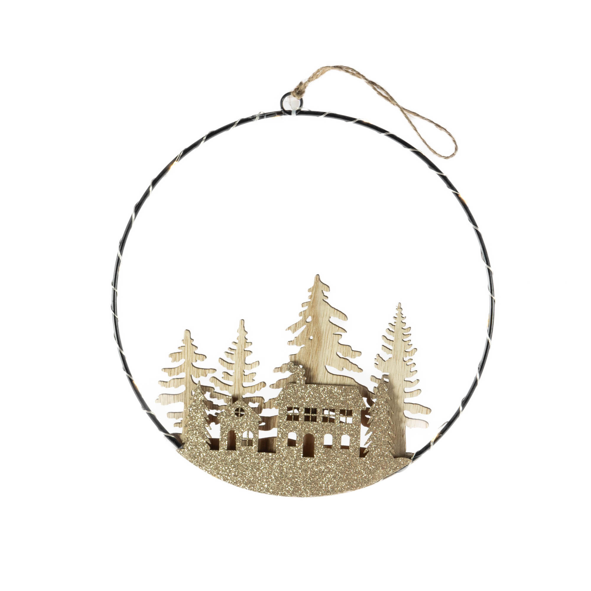 WEIHNACHTSDEKORATION LED zum Aufhängen Ø 20 cm - Beige, Holz (1/20/20cm) - Home Styling Collection