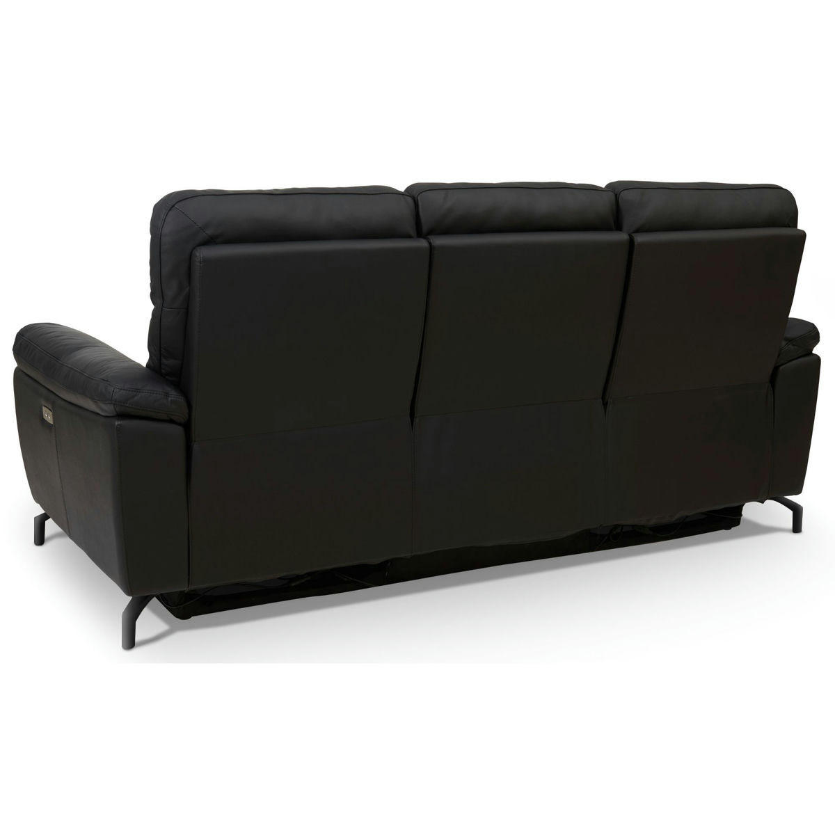 DREISITZER-SOFA Echtleder Schwarz - Schwarz, Leder/Metall (222/101/96cm) - Furnhouse