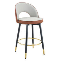 BARHOCKER 2er-Set drehbar PU-Leder Metall Braun/Schwarz Hellgrau - Braun, Metall (44/92/44cm) - Meubliv
