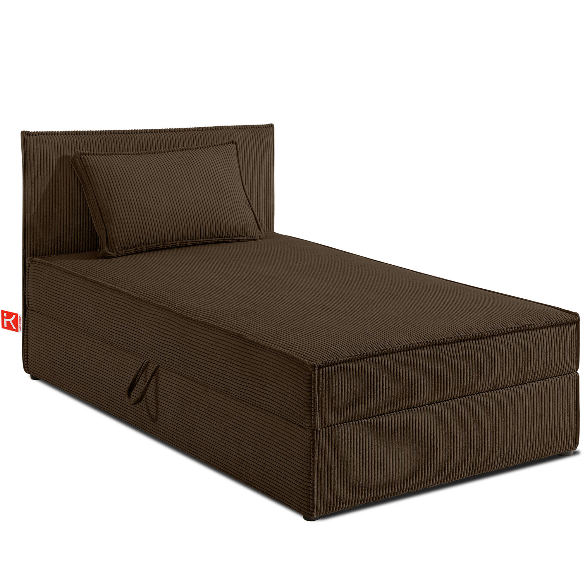 BOXSPRINGBETT ROTI Einzelbett, dunkelbraun - Dunkelbraun/Schwarz, Holz/Holzwerkstoff (80/200cm) - KONSIMO®