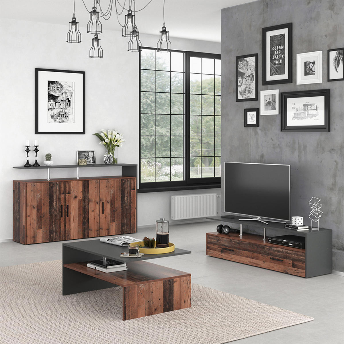 KOMMODE Amato Antikholz 160 x 91.6 cm - Alteiche, Holzwerkstoff (35/91.6/160cm) - Vicco