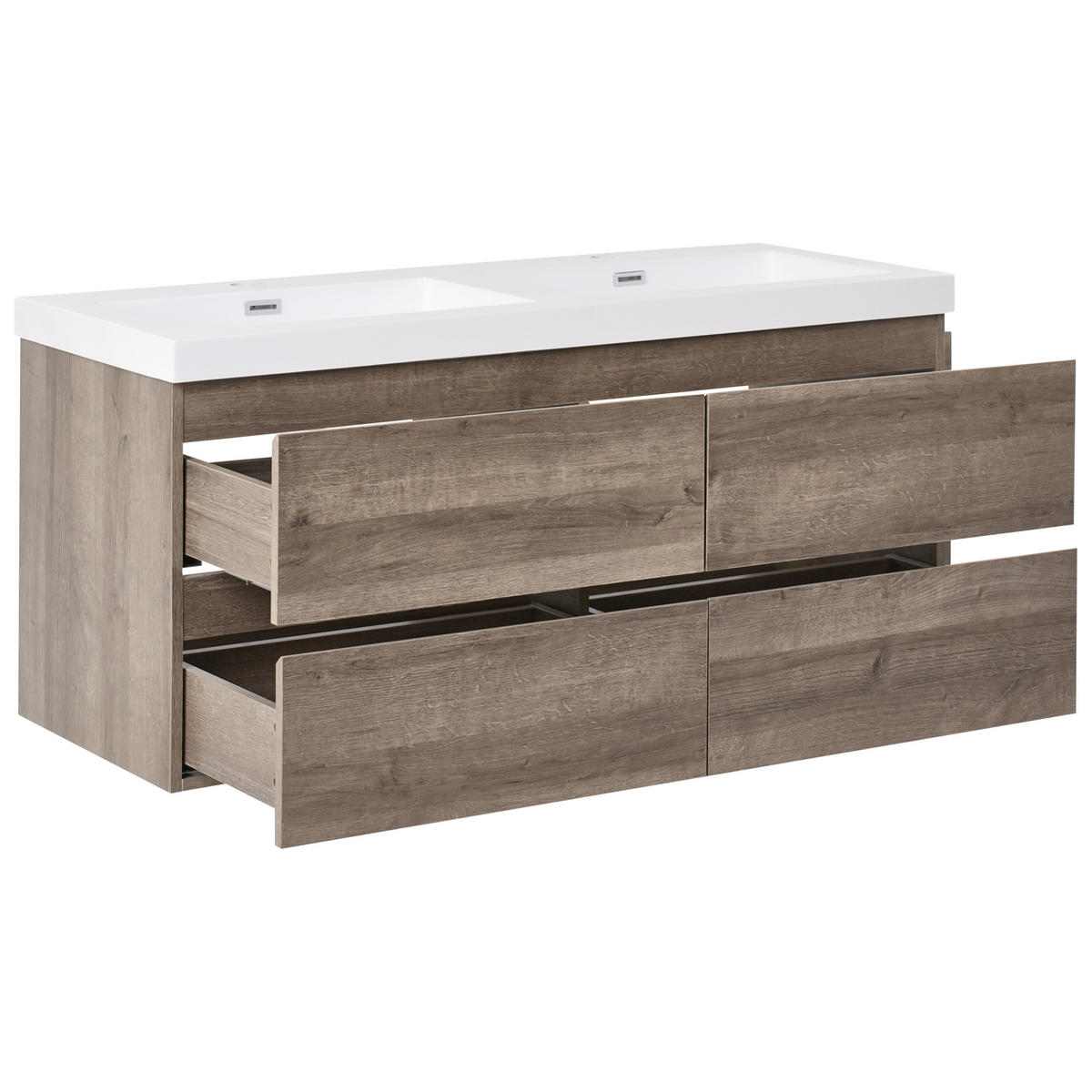 DULAP SUB LAVOAR montat pe perete cu lavoar dublu taupe Viedma - taupe, compozit lemnos (120/52/46cm) - Beliani