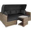 RATTANLOUNGE San Marino,mit Sicherheitsglasplatte, variabel aufstellbar,natur - Naturfarben, Kunststoff (68/131cm) - tectake