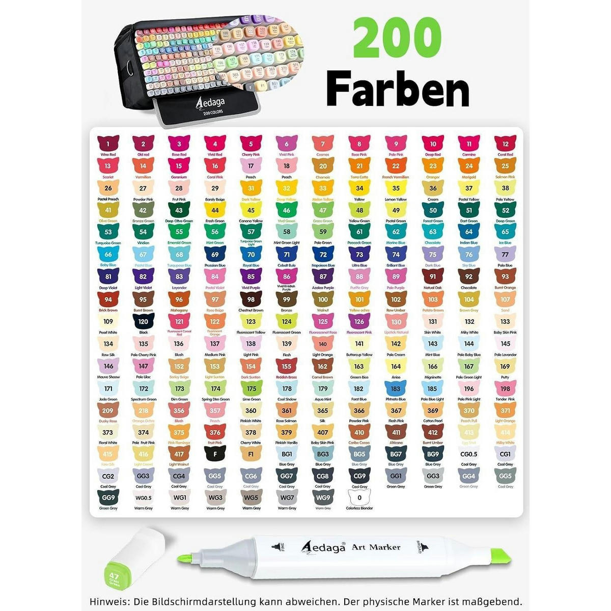 ALKOHOL Marker Set 200 Farben mit App - Multicolor, Kunststoff (17/16/34cm)