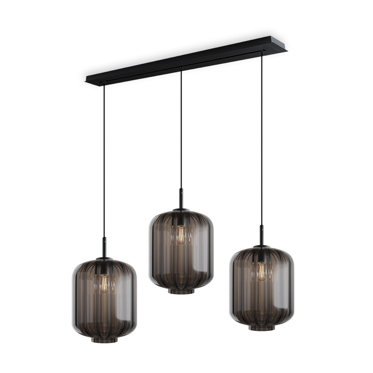 HÄNGELEUCHTE Velo 3-flammig Rauch Ø 25cm - Anthrazit/Schwarz, Glas (25/25/27cm) - s.luce