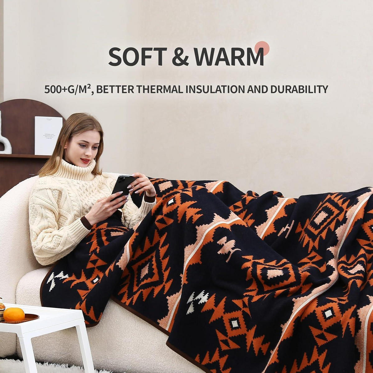 WOLLDECKE Merinowolle 160 x 220 cm Dunkelblau - Multicolor, Textil (160/220cm)