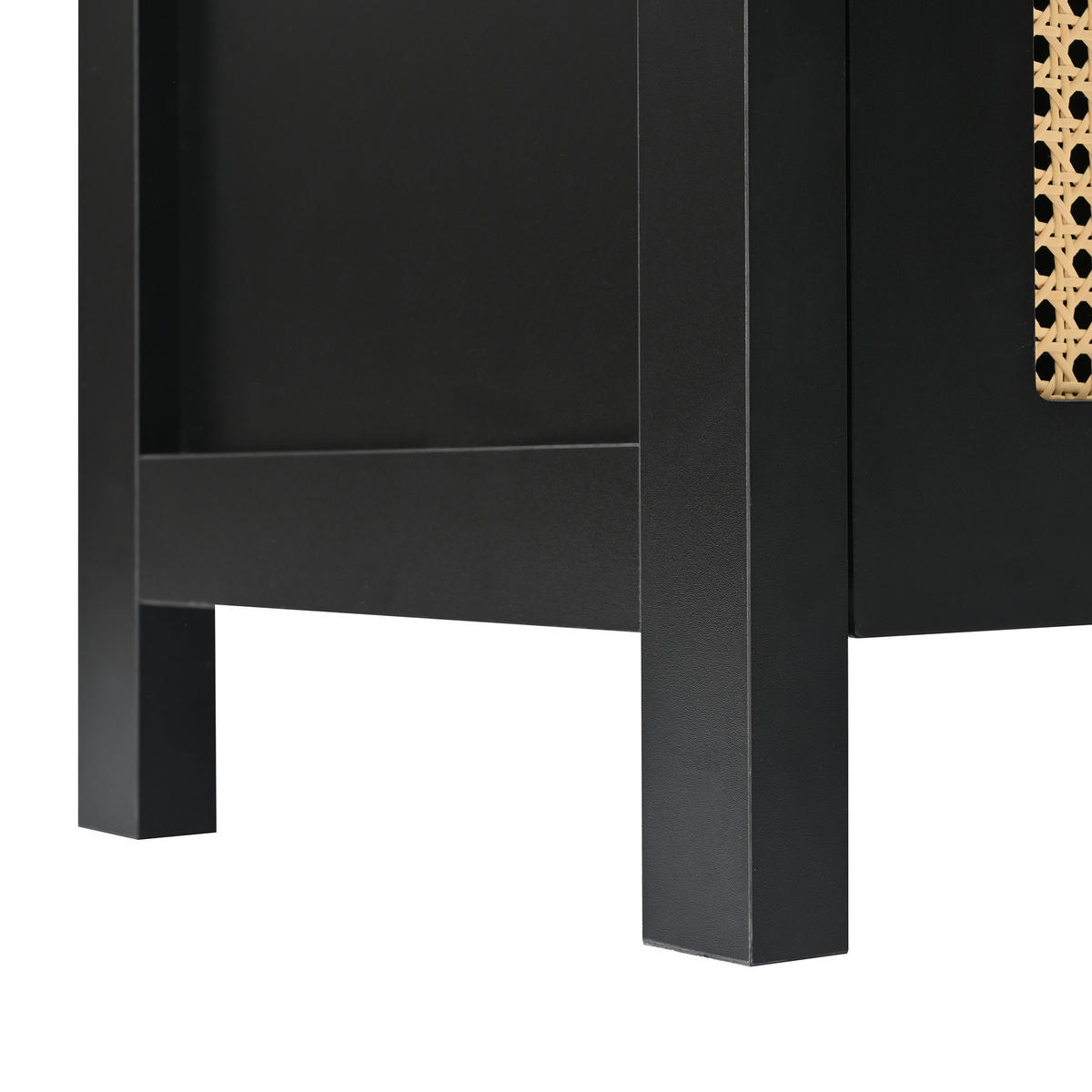 SIDEBOARD 4-türig Kunst-Rattan Schwarz - Schwarz, Holzwerkstoff (145/40/80cm) - Meubliv