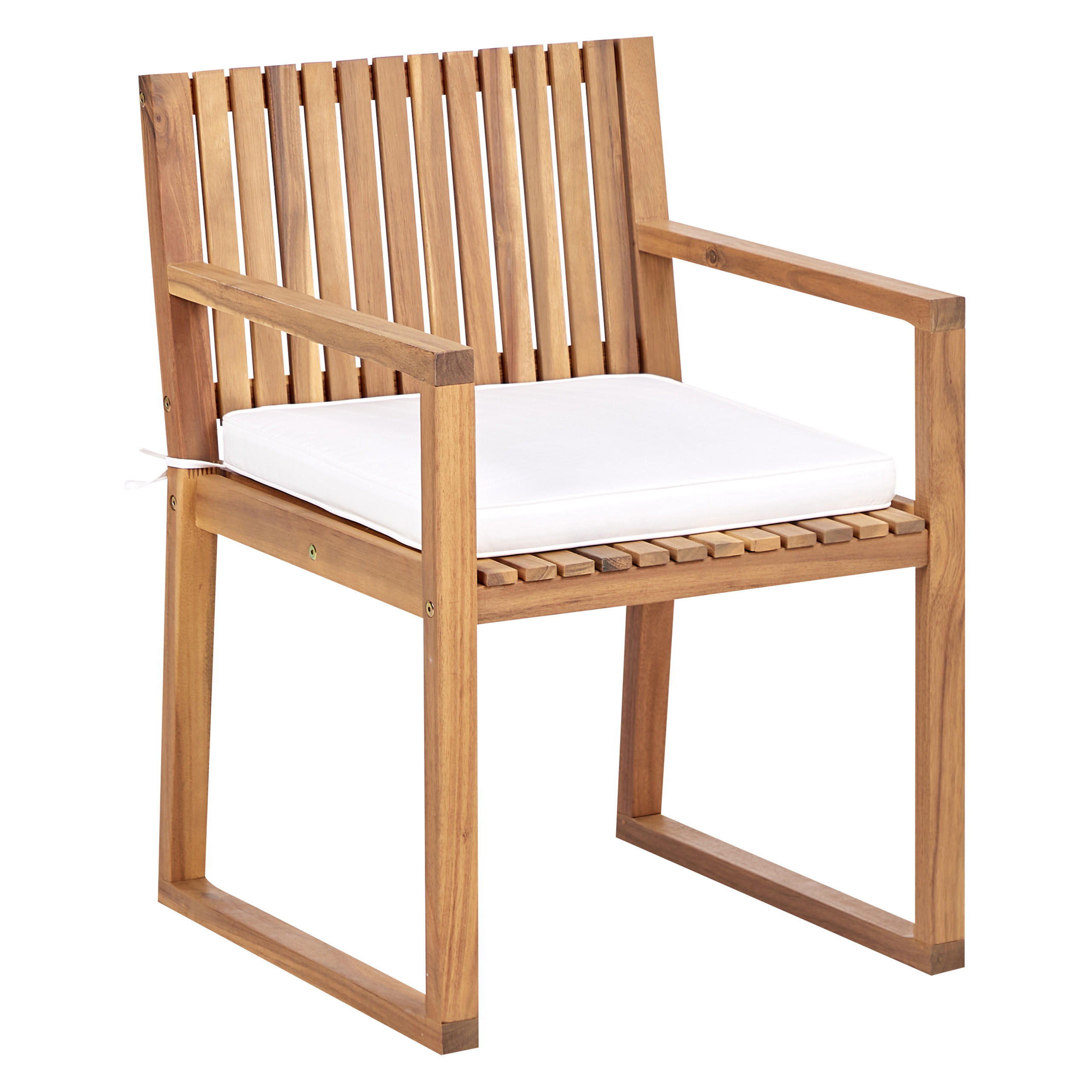 GARTENSTUHL 8er Set Cremeweiß Sassari II - Hellbraun/Weiß, Holz (54/80/59cm) - Beliani