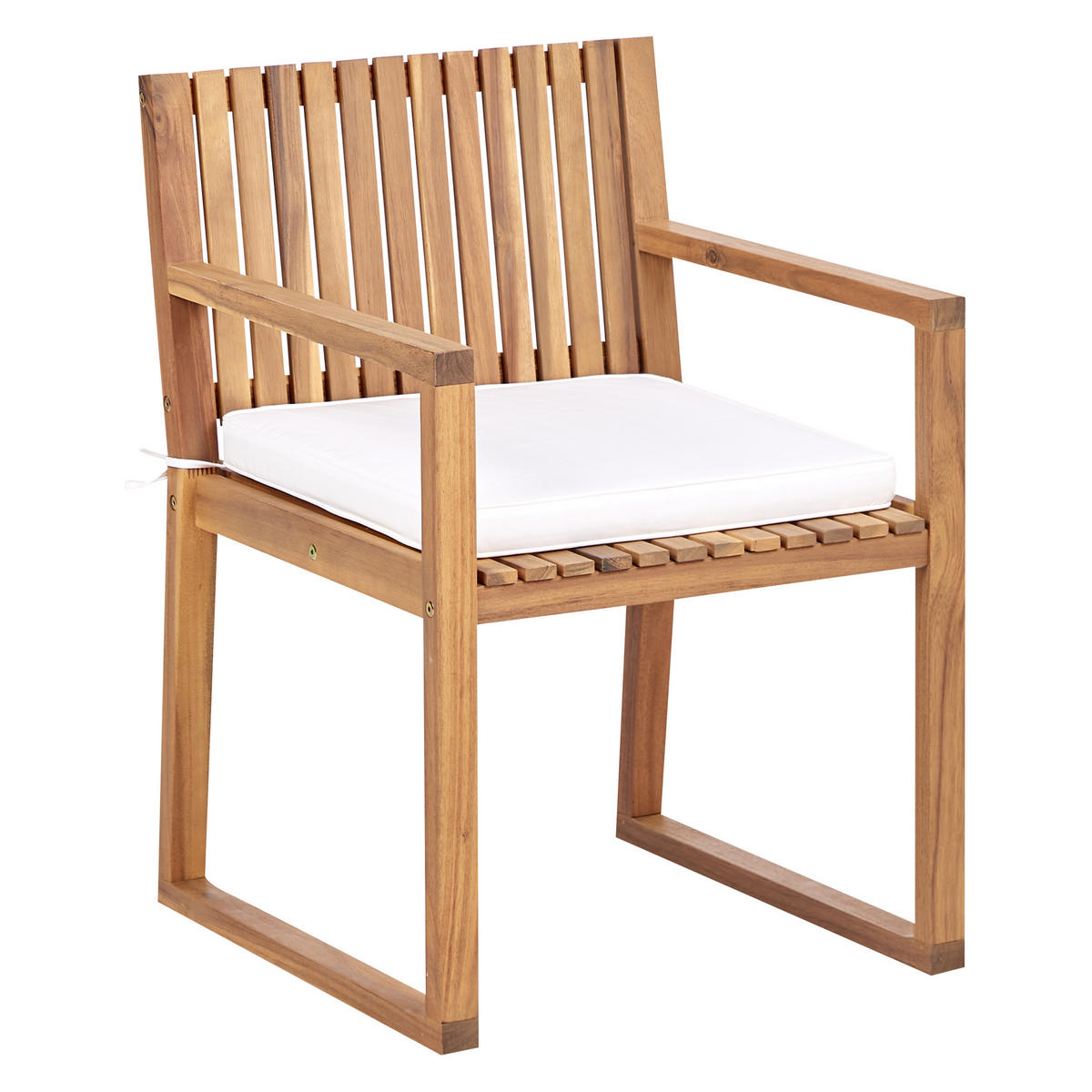 GARTENSTUHL 8er Set Cremeweiß Sassari II - Hellbraun/Weiß, Holz (54/80/59cm) - Beliani