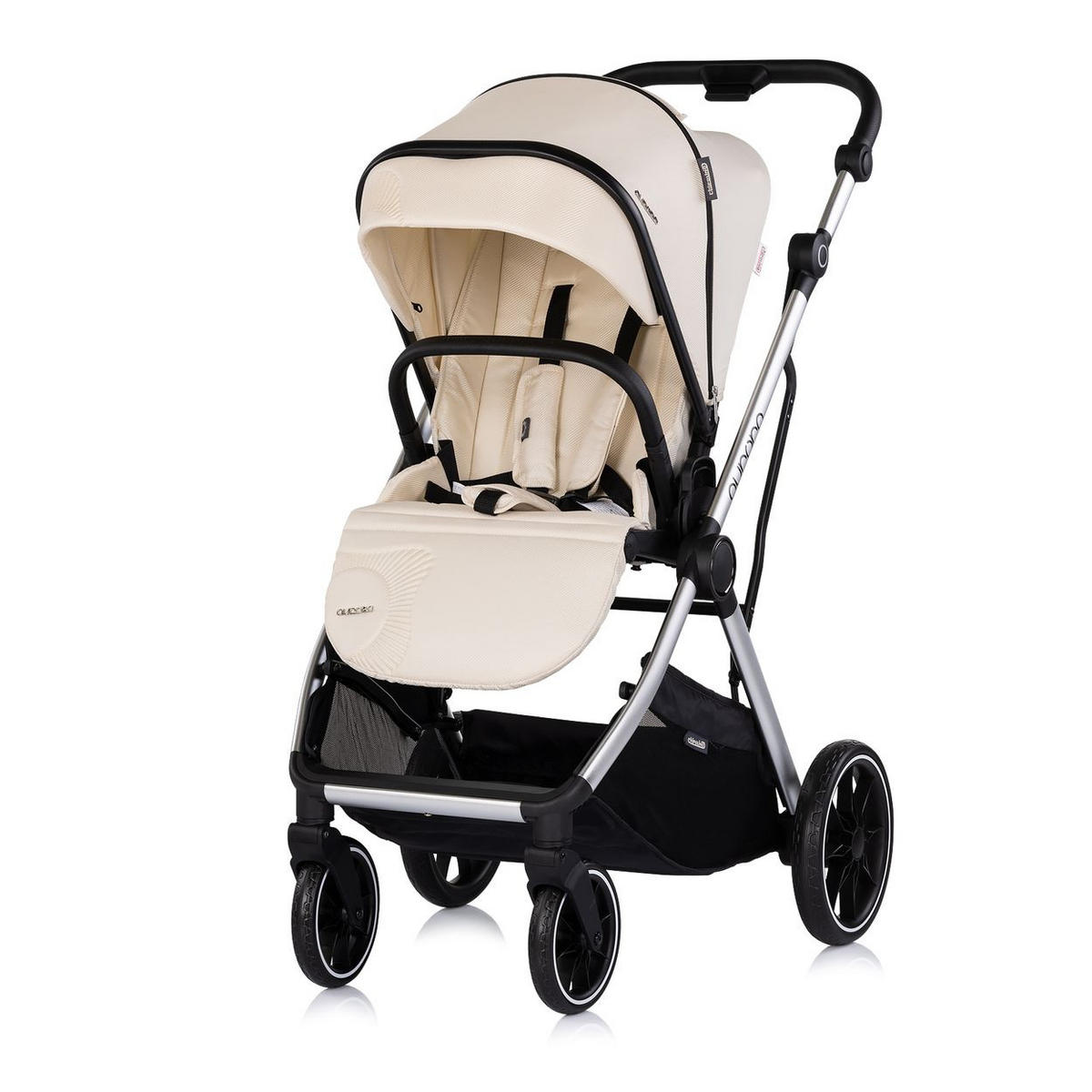 KOMBIKINDERWAGEN Aurora 3 in 1 beige EVA-Material, Aluminium, 3-Punkt-Gurt, Babywanne, Babyschale - Beige, Metall (84/57/112cm) - Chipolino