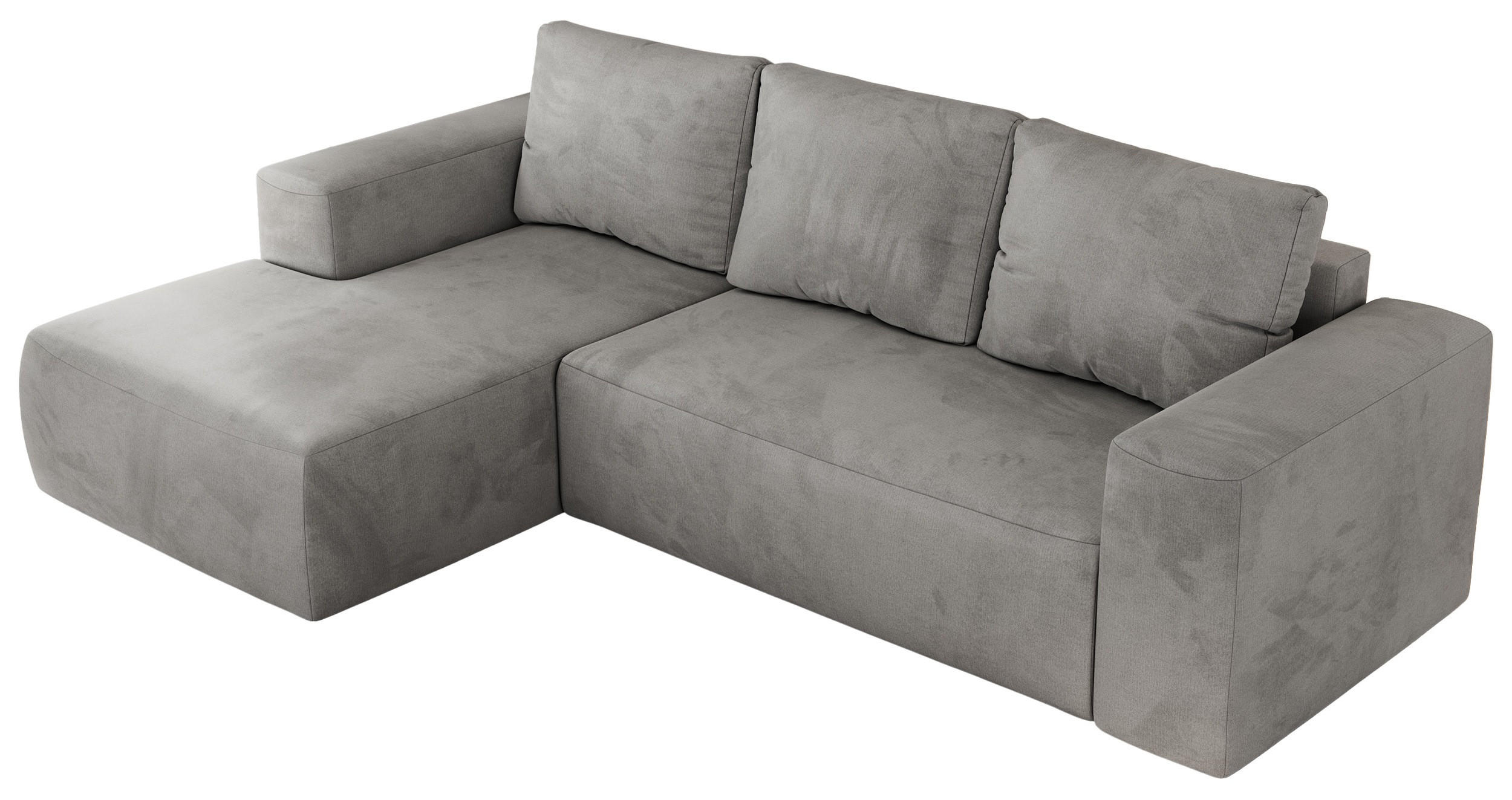 ECKSOFA TRENTINO L Hellgrau Velvet - Links - Hellgrau/Schwarz, Textil (266/164cm) - MKS