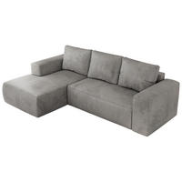 ECKSOFA TRENTINO L Hellgrau Velvet - Links - Hellgrau/Schwarz, Textil (266/164cm) - MKS