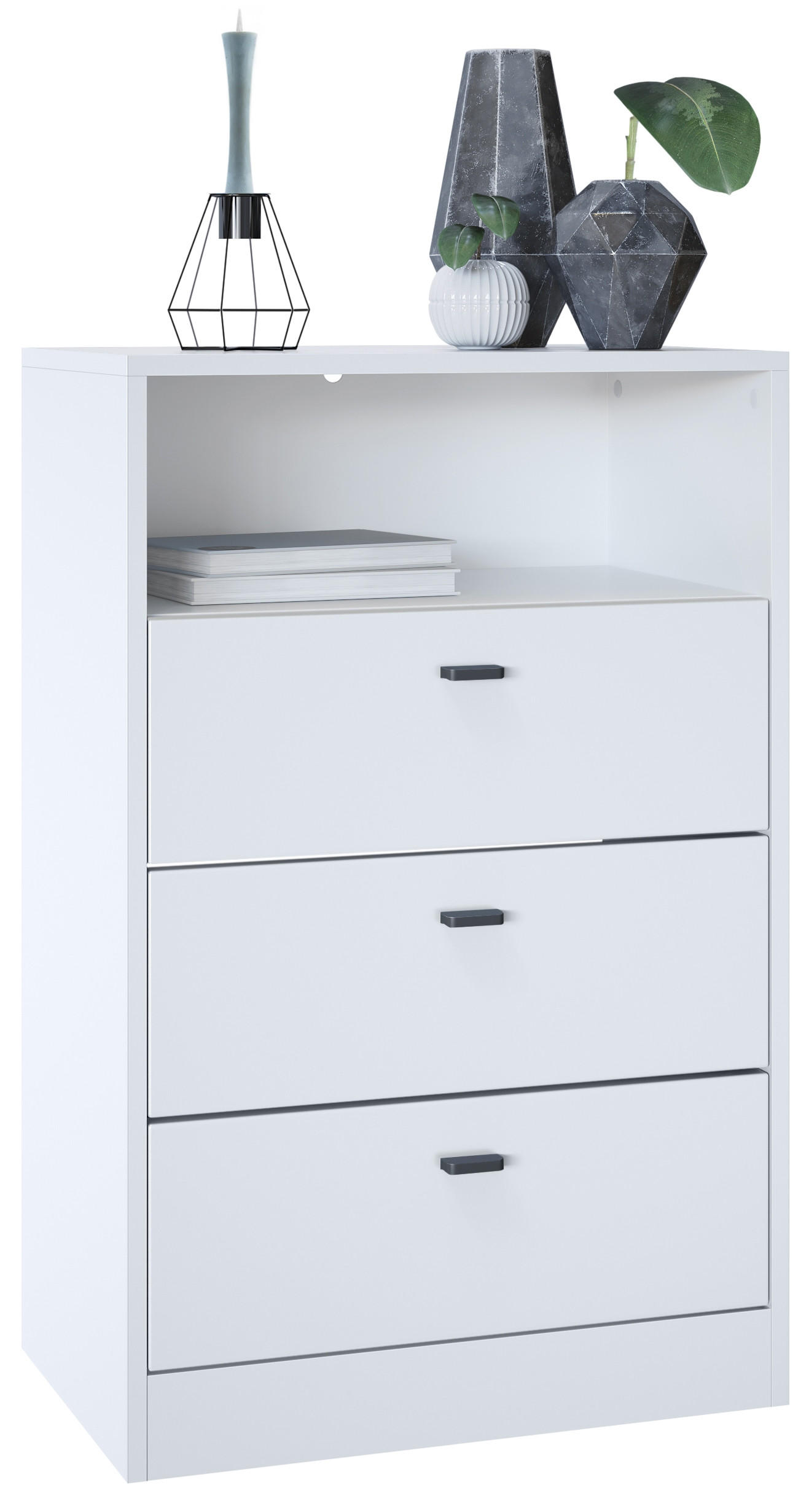 KOMMODE Pino Fronten in Weiß matt - Weiß, Holzwerkstoff (56/86.5/36cm) - Vladon