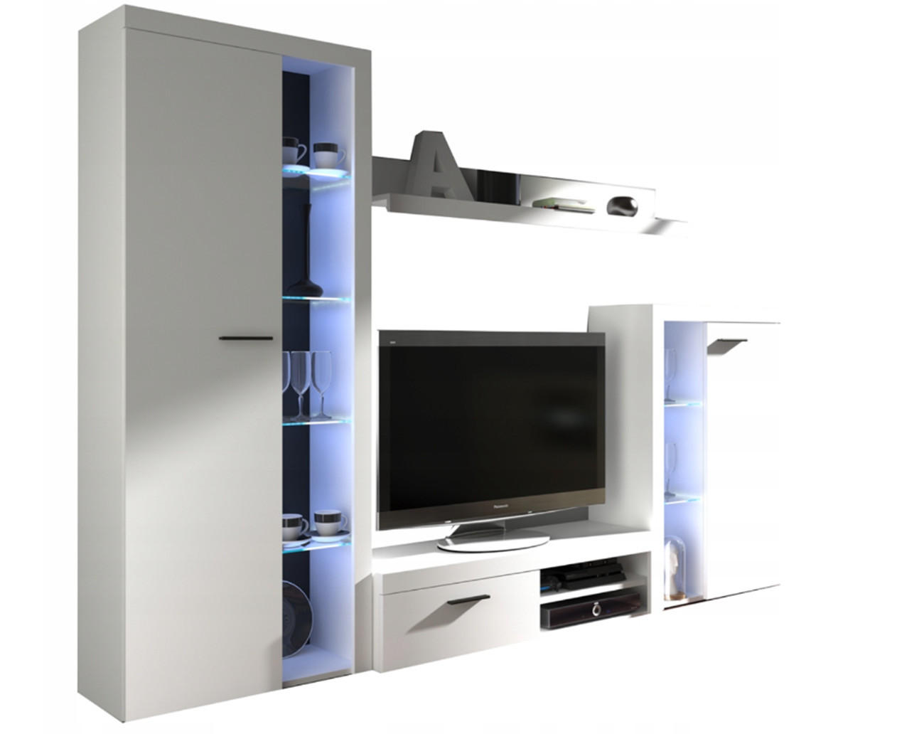 WOHNWAND OKTAWIA LED - Weiß, Holzwerkstoff (270/190/40cm) - Meblini