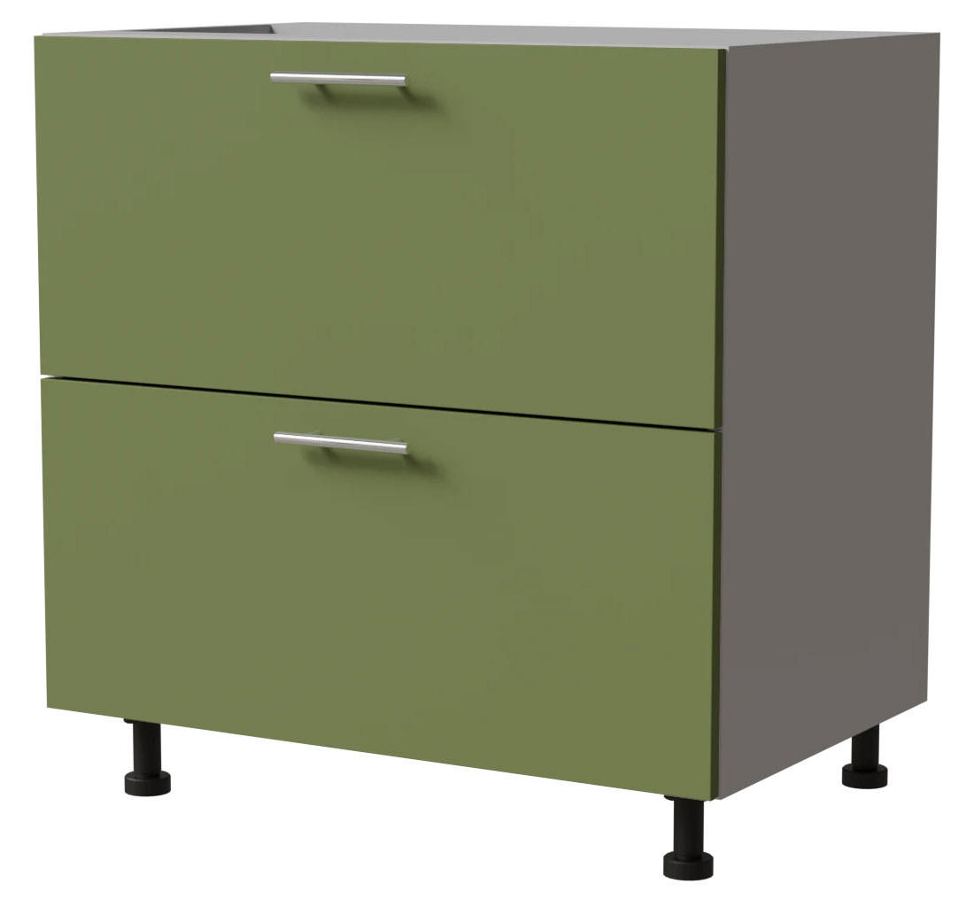 SCHUBLADENUNTERSCHRANK Brerra D2M/80 Korpus grau / Front RAL 6025 farngrün Matt 80 / 50 / 82 cm Schubladensystem Blum Metabox - Grau/Grün, Holz/Holzwerkstoff (80/82/50cm) - Feldmann-Wohnen