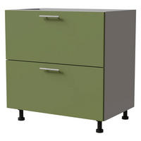 SCHUBLADENUNTERSCHRANK Brerra D2A/80/1A Korpus grau / Front RAL 6025 farngrün Matt 80 / 50 / 82 cm - Grau/Grün, Holz/Holzwerkstoff (80/82/50cm) - Feldmann-Wohnen