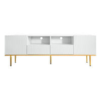 TV-SCHRANK in Weiß mit goldenen Akzenten und 2 Schubladen 165/36/55 cm - Weiß, Holzwerkstoff (165/55/36cm) - Redom