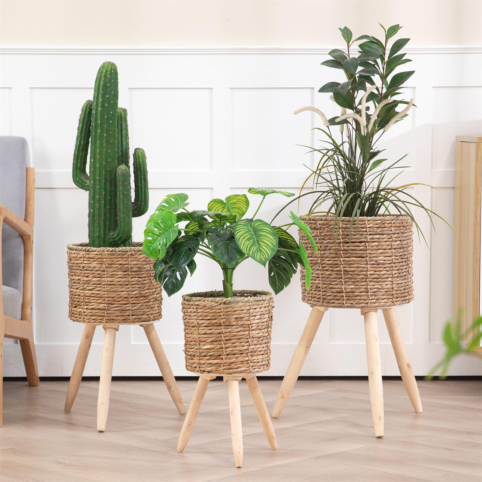 PFLANZKÖRBE TONGA - Naturfarben, Holz (55cm) - IDIMEX