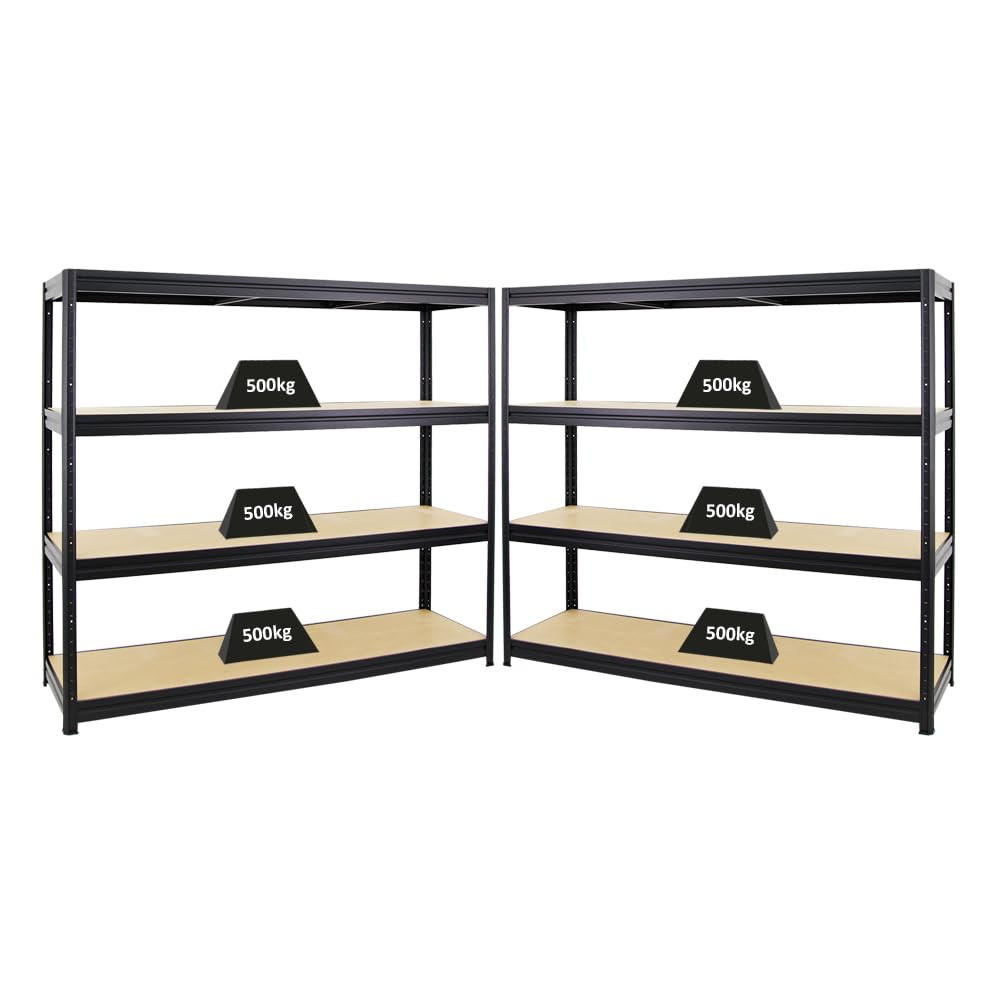 SCHWERLASTREGAL Dino 2er-Set mit 2x 180x180x60 cm Fachlast 500 kg Schwarz - Schwarz, Metall (360/180/60cm) - PROREGAL