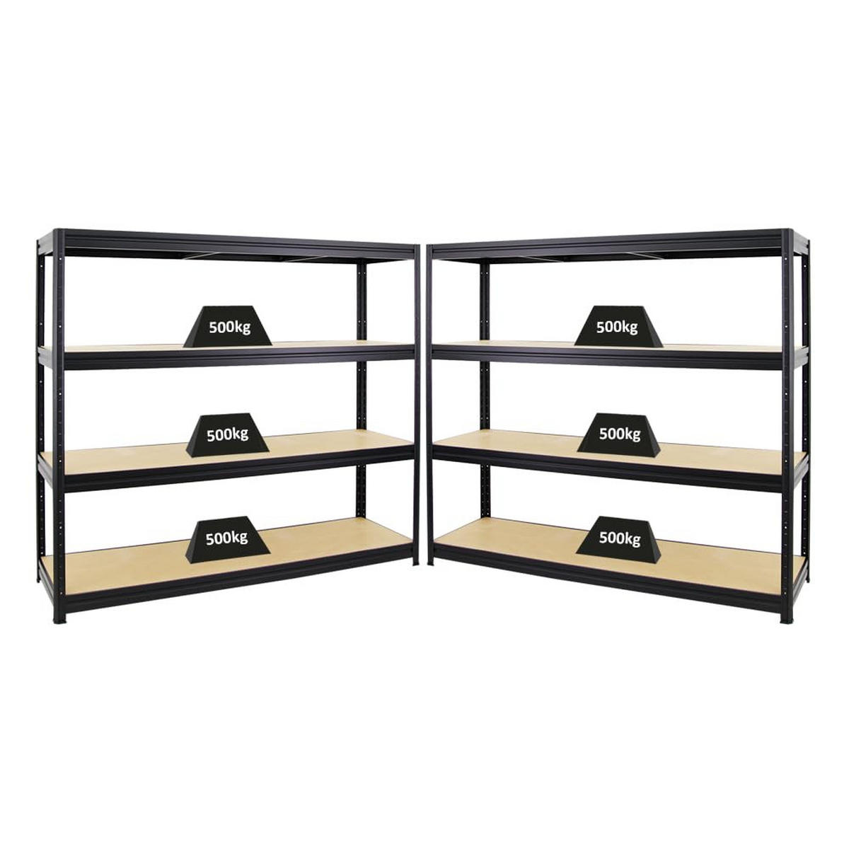 SCHWERLASTREGAL Dino 2er-Set mit 2x 180x180x60 cm Fachlast 500 kg Schwarz - Schwarz, Metall (360/180/60cm) - PROREGAL