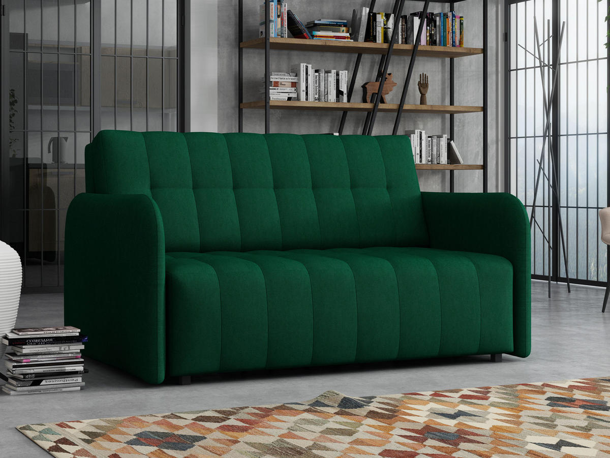 SCHLAFSOFA Viva Grand III - Smaragdgrün/Schwarz, Holz/Kunststoff (145/85/95cm) - MIRJAN24