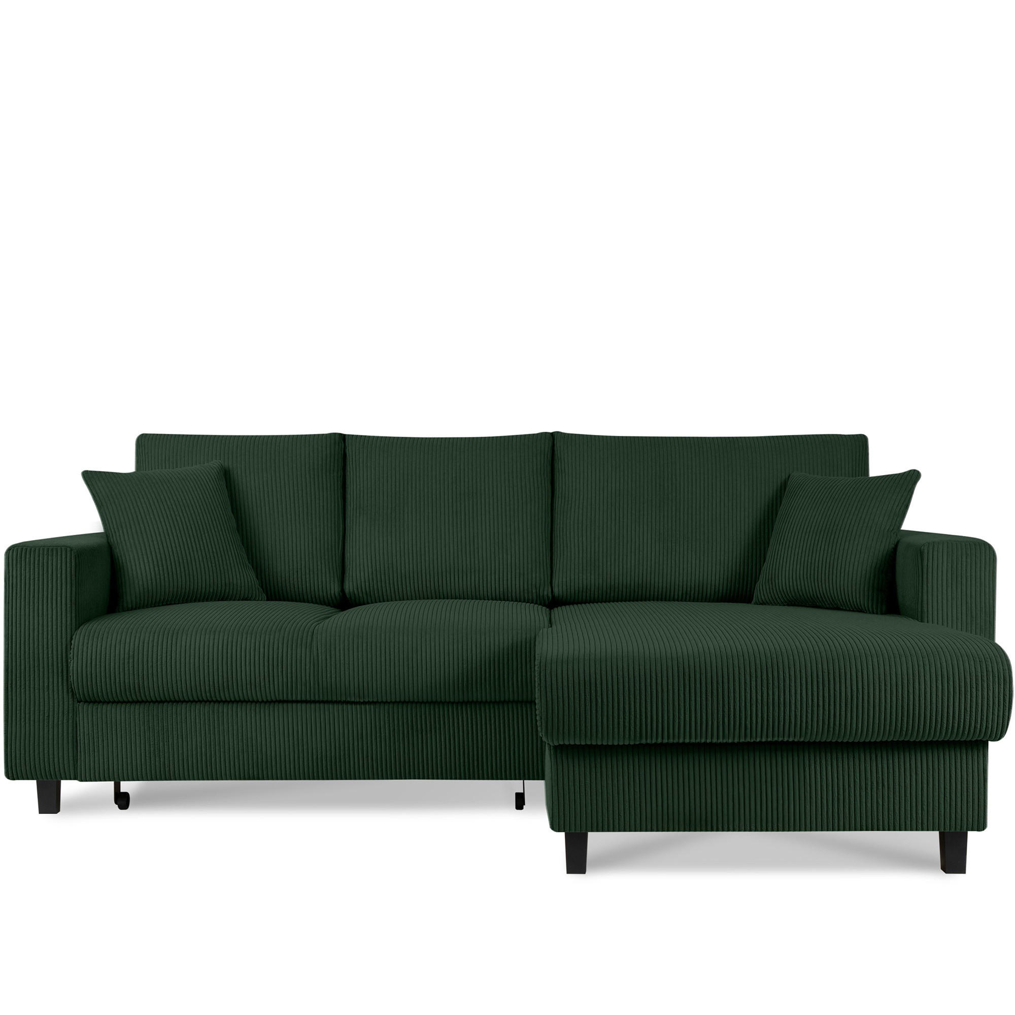 ECKSCHLAFSOFA EGRET Rechts mit Bettkasten, Cord-Stoff, dunkelgrün - Dunkelgrün, Textil (234/90cm) - KONSIMO®