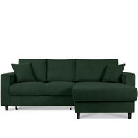 ECKSCHLAFSOFA EGRET Rechts mit Bettkasten, Cord-Stoff, dunkelgrün - Dunkelgrün, Textil (234/90cm) - KONSIMO®
