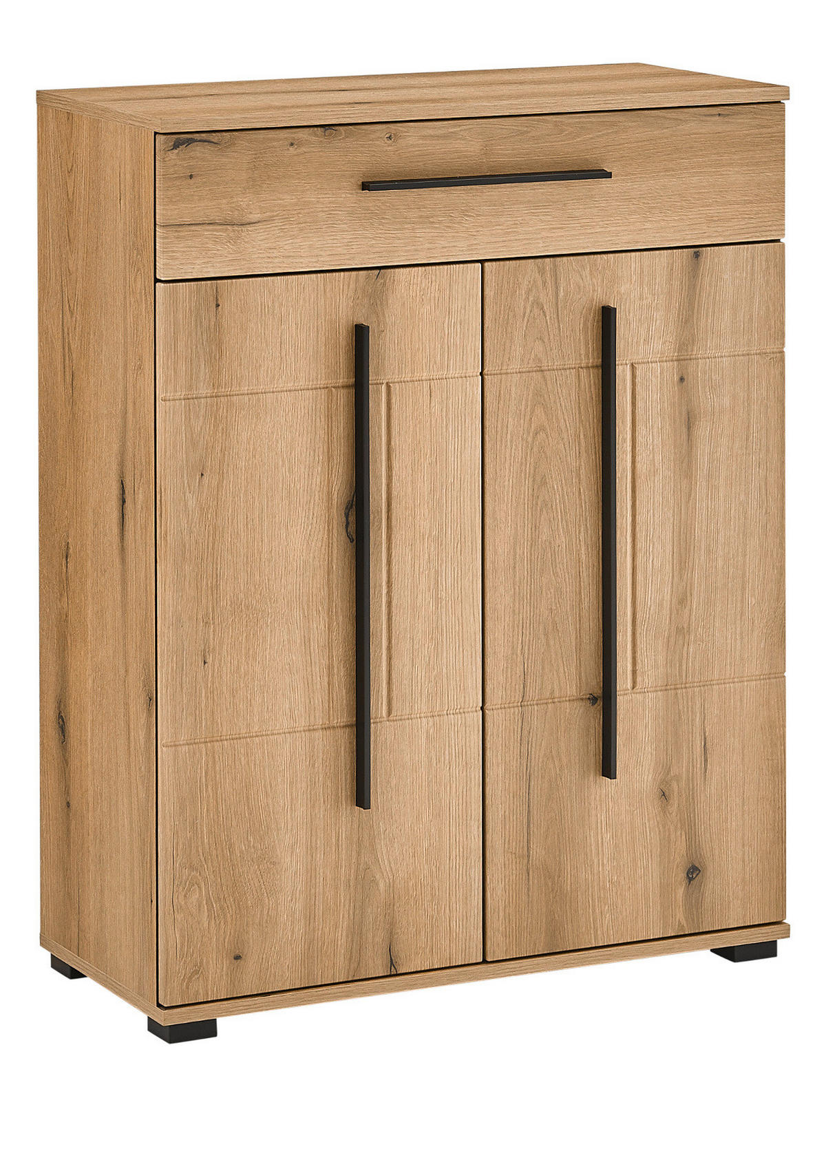 SCHUHSCHRANK Evoke Eiche 80 x 103 cm, Kommode mit Soft-Close - Eichefarben/Schwarz, Holzwerkstoff/Kunststoff (80/103/39cm) - Furn.Design