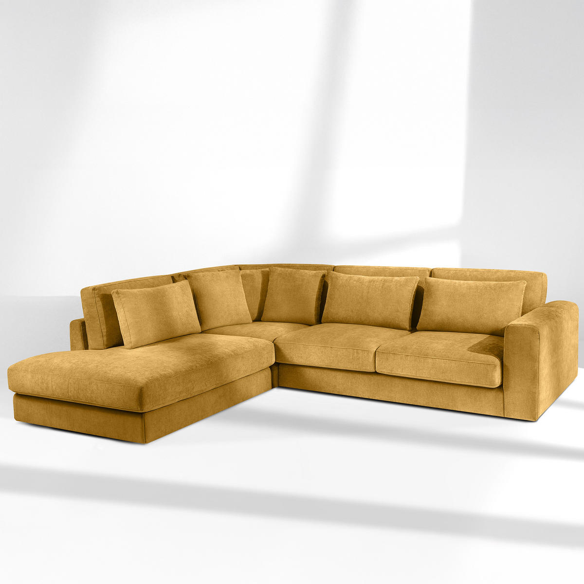 ECKSOFA links VERUS - Gelb, Holz/Holzwerkstoff (297/248cm) - KONSIMO®