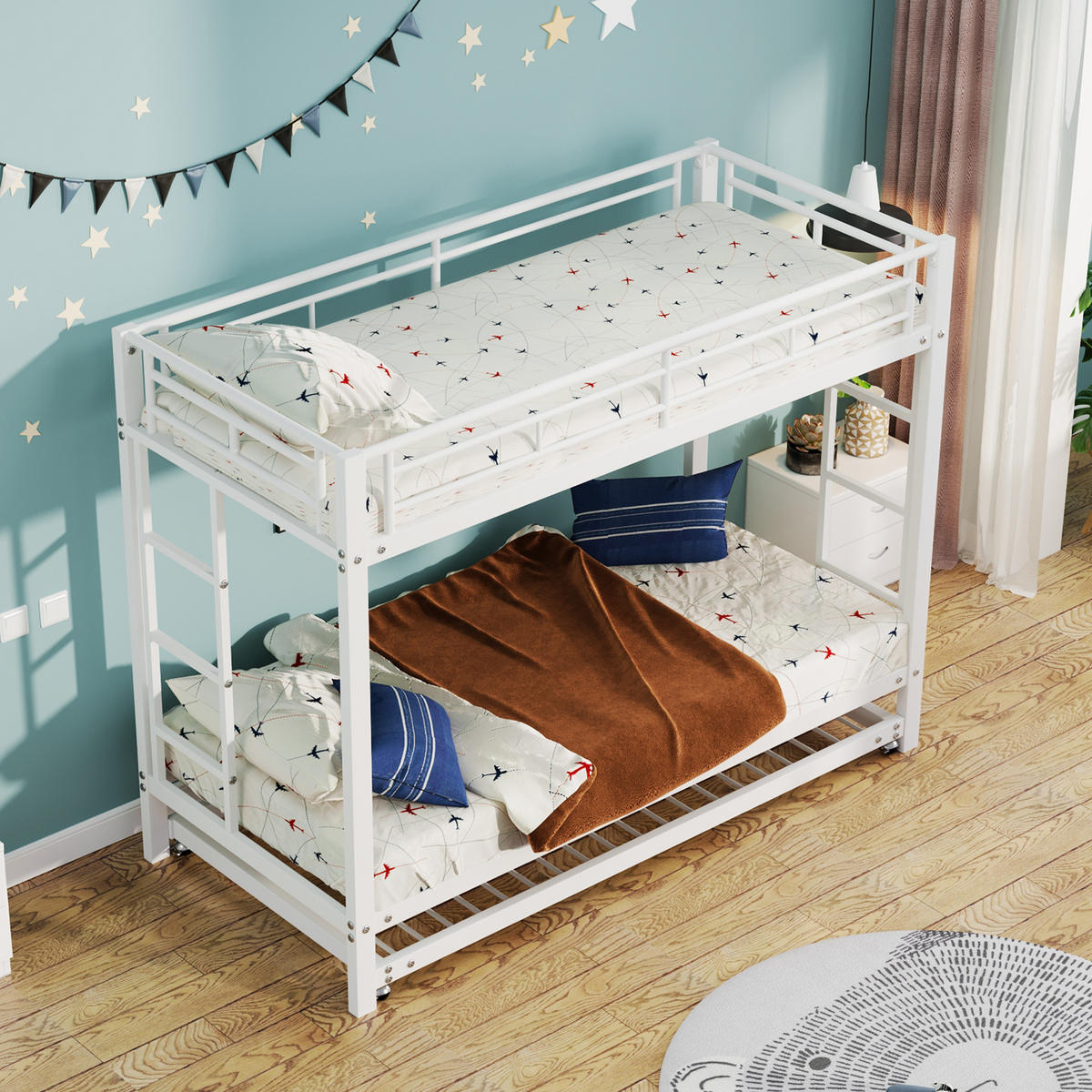 ETAGENBETT mit Ausziehbett 90x200 cm Metall Weiß - Weiß, Metall (90/200cm) - Beauniv