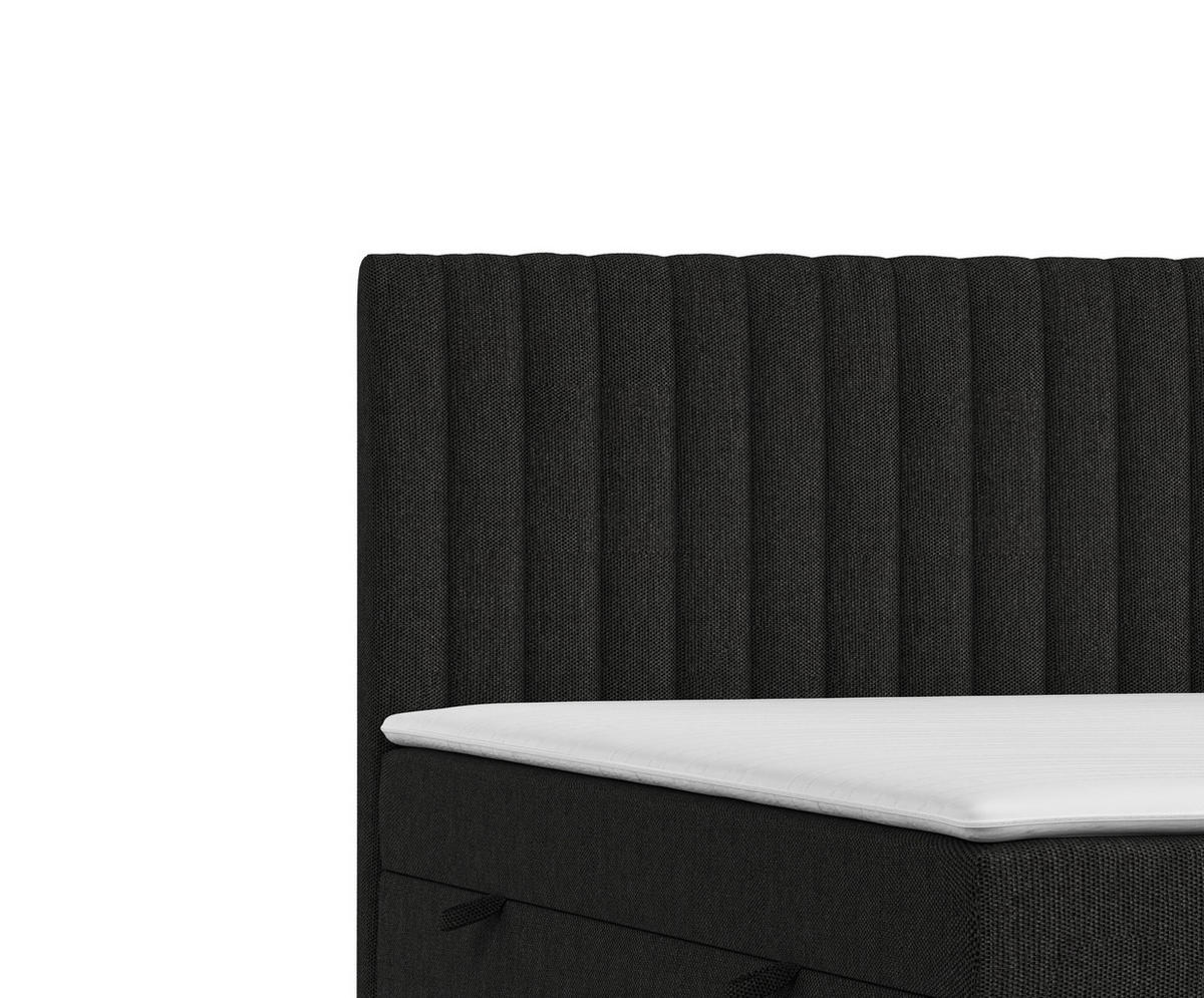 BOXBETT Spencer Schwarz 160/200 cm mit Matratze und Topper - Schwarz, Holz/Holzwerkstoff (160/200cm) - Maison de Reve