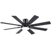 DECKENVENTILATOR Schwarz 132 cm mit 8 Flügeln LED und leisem DC-Motor - Schwarz, Metall (132/132/27cm) - Surtime