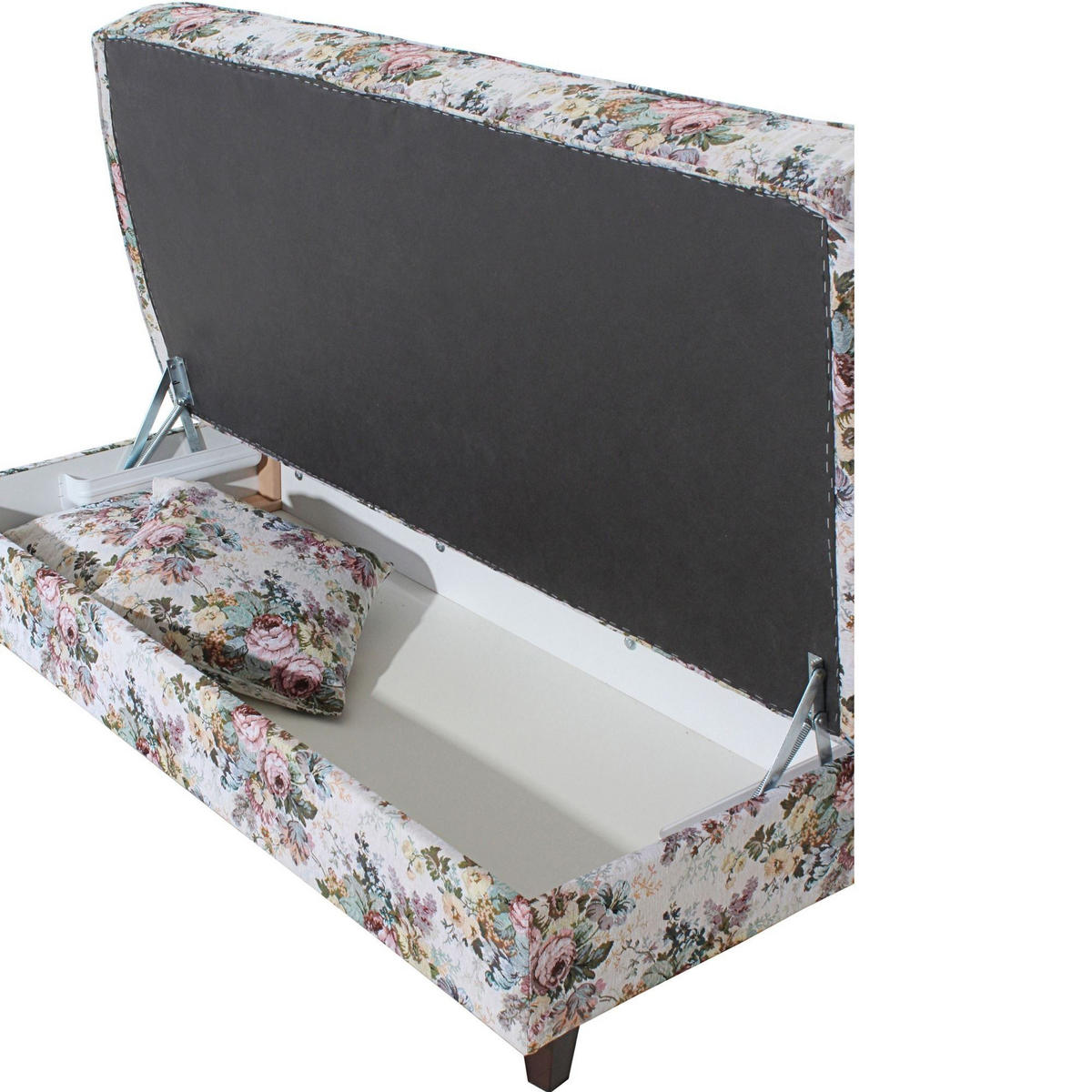 RECAMIERE mit Armteil rechts klappbar Katia Bezug Flachgewebe Buche nussbaum dunkel / rosé - Rosa, Kunststoff (190/82/88cm) - 58aufmkessel