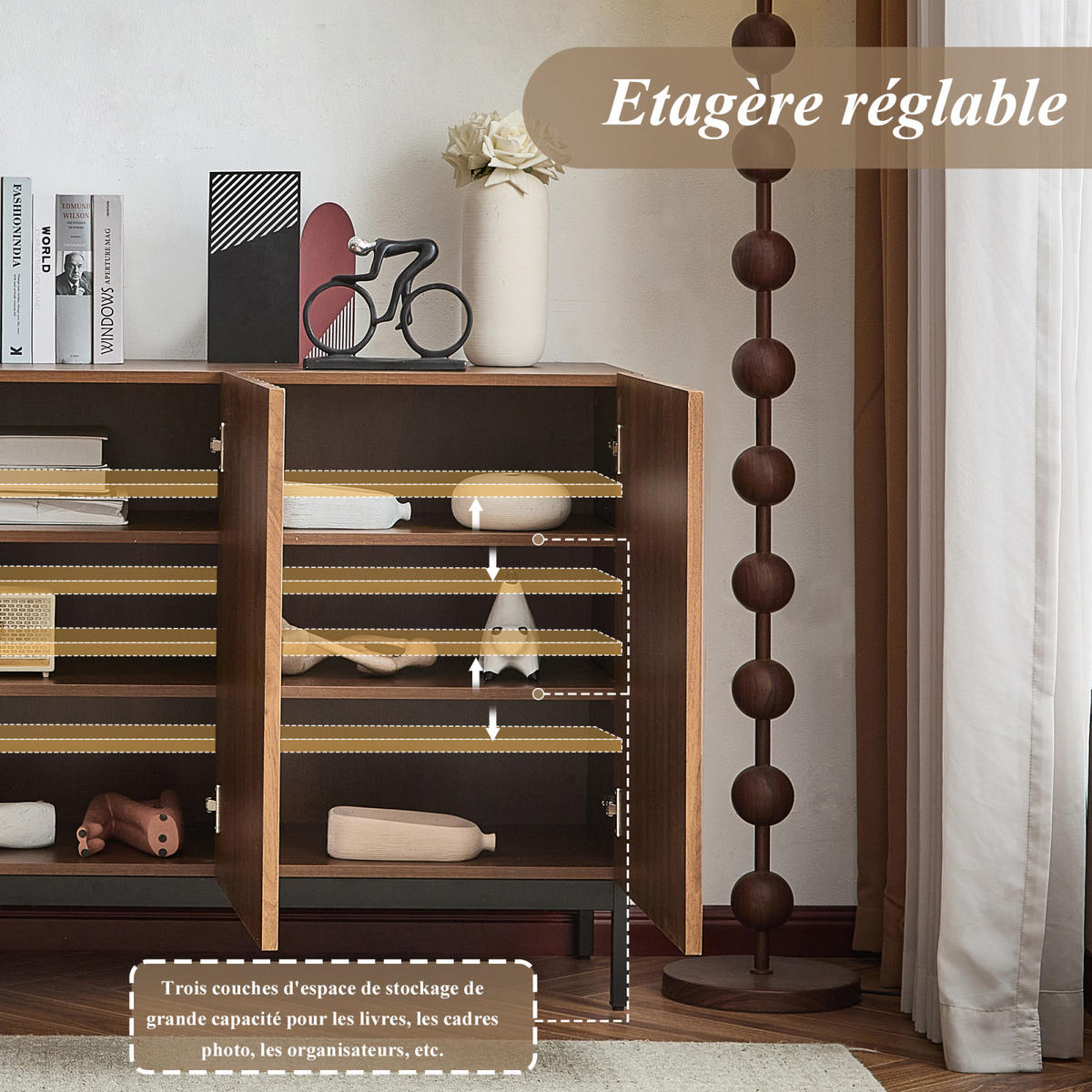 SIDEBOARD 150x40x80 cm, 3 Türen, Eiche Dunkel - Kastanienfarben, Holz (150/80/40cm)