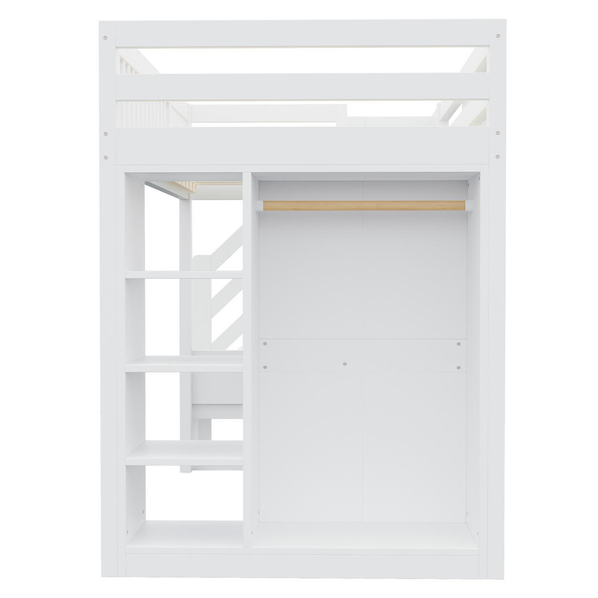 HOCHBETT 90 × 200 cm aus Holz mit Schreibtisch und LED, Weiß - Weiß, Holz (90/200cm) - FLIEKS