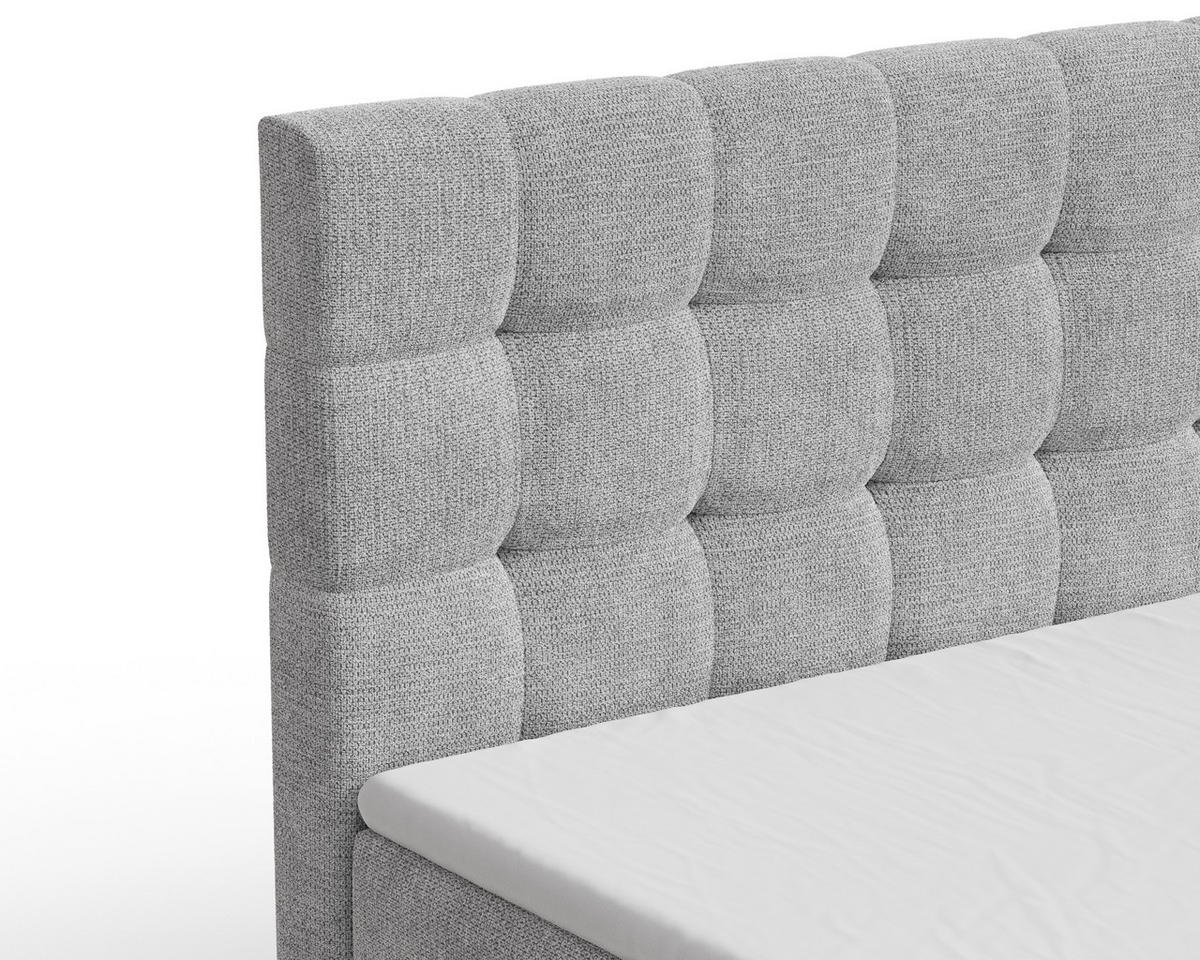 BOXBETT - Bett 05 OSLO - Aragon - 140x200 cm - mit Bettkasten und Komfort-Topper - Hellgrau, Holz (140/200cm) - ROYAL24_MARKT