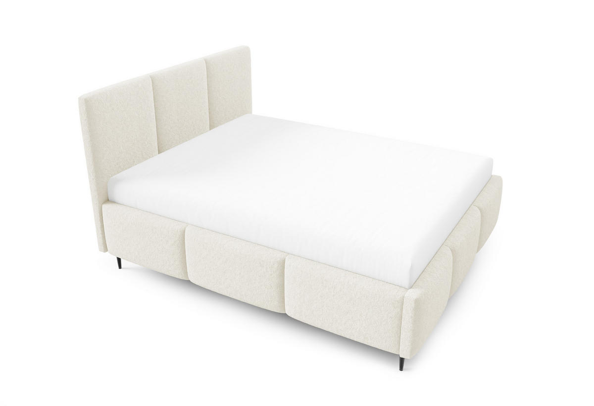 POLSTERBETT VALERIO mit Beinen mit Bettkasten, Bett 180x200,Doppelbett,Lattenrost,Boxspringbett-Optik,ohne Matratze,Schlafzimmer-Creme - Creme, Holz (180/200cm) - Furnistar