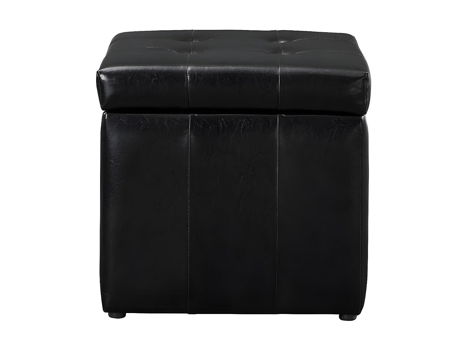 SITZHOCKER - 1 Person - Kunstleder - Schwarz - SERAFINO - Schwarz, Leder (49/48/49cm) - Vente-Unique