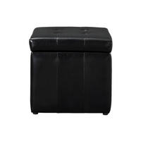 SITZHOCKER - 1 Person - Kunstleder - Schwarz - SERAFINO - Schwarz, Leder (49/48/49cm) - Vente-Unique