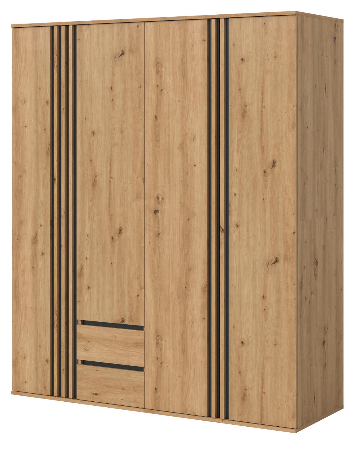 Inn.Furn Kleiderschrank Eiche Artisan, Anthrazit 160x192x56 cm