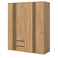 KLEIDERSCHRANK Eiche Artisan, grau 160 x 192 cm, Drehtürenschrank 4-türig - Anthrazit/Eiche Artisan, Holzwerkstoff (160/192/56cm) - Inn.Furn