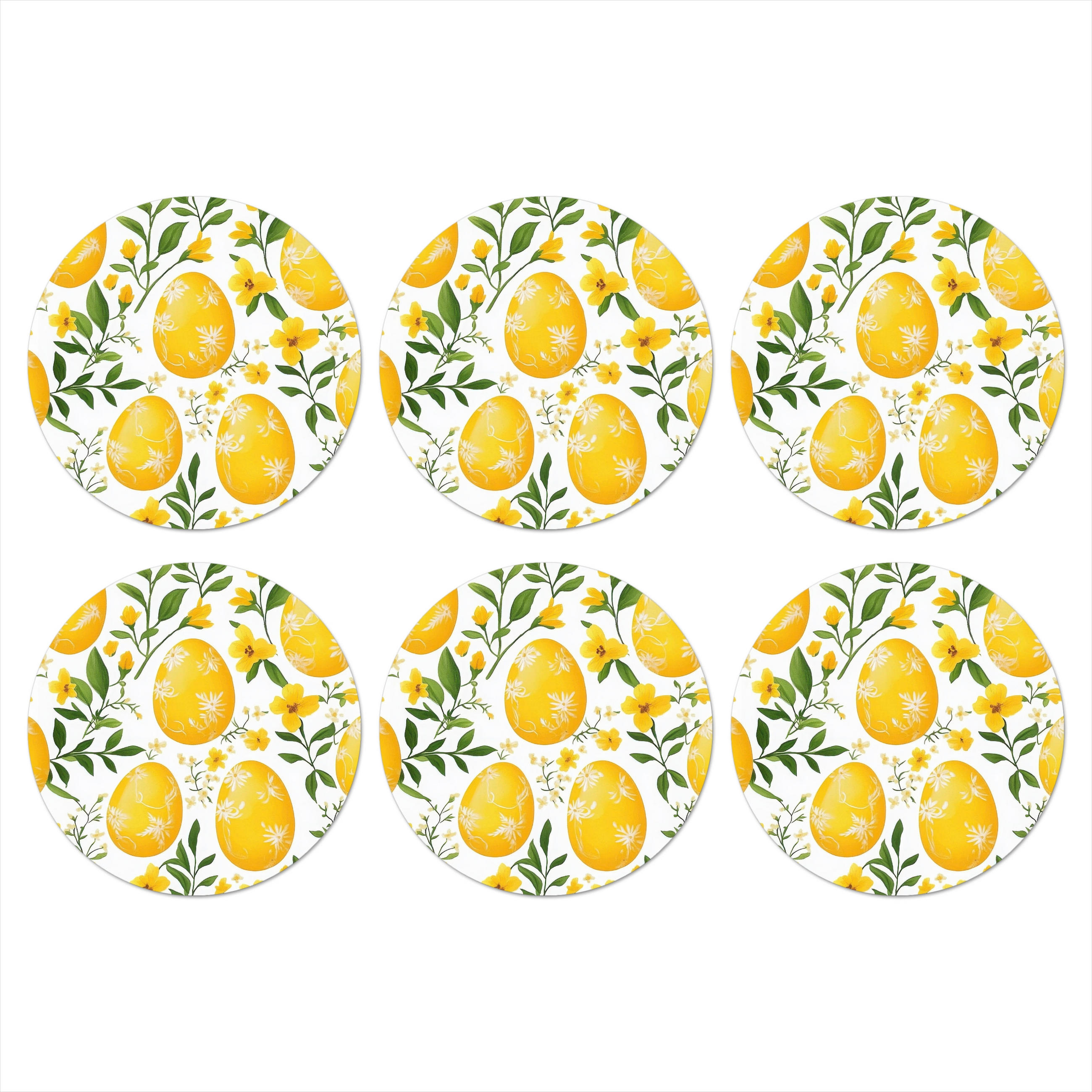 GLASUNTERSETZER Blumen - Ostereier - Gelb 10x10 cm - Gelb, Naturmaterialien (10/0.2cm) - MuchoWow