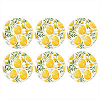 GLASUNTERSETZER Blumen - Ostereier - Gelb 10x10 cm - Gelb, Naturmaterialien (10/0.2cm) - MuchoWow