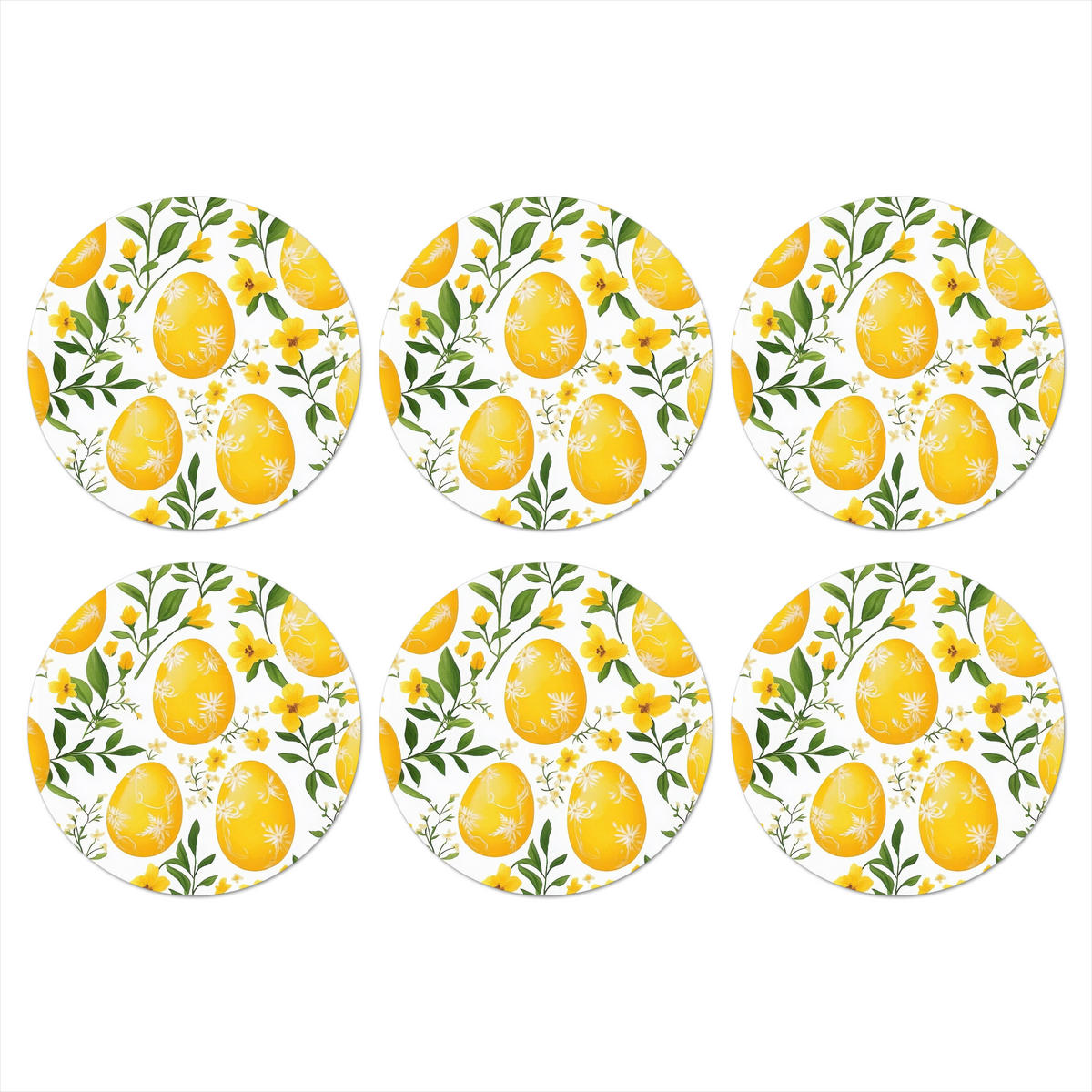 GLASUNTERSETZER Blumen - Ostereier - Gelb 10x10 cm - Gelb, Naturmaterialien (10/0.2cm) - MuchoWow