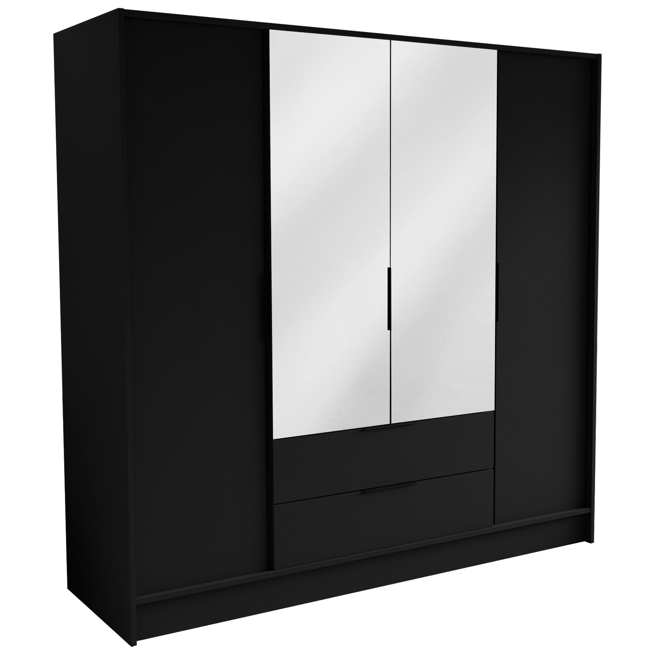 Masseno Drehtürenschrank Schwarz 200x200x51 cm