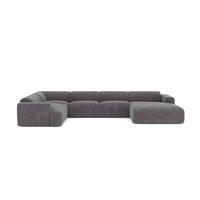 WOHNLANDSCHAFT Texturierter Samt Grau 354cm - Grau, Textil (354/73/164cm) - Sia Home
